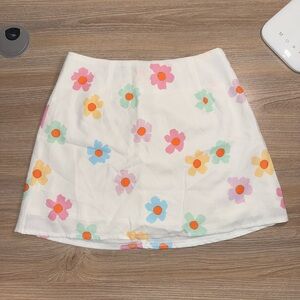 Princess Polly White skirt with colorful floral design